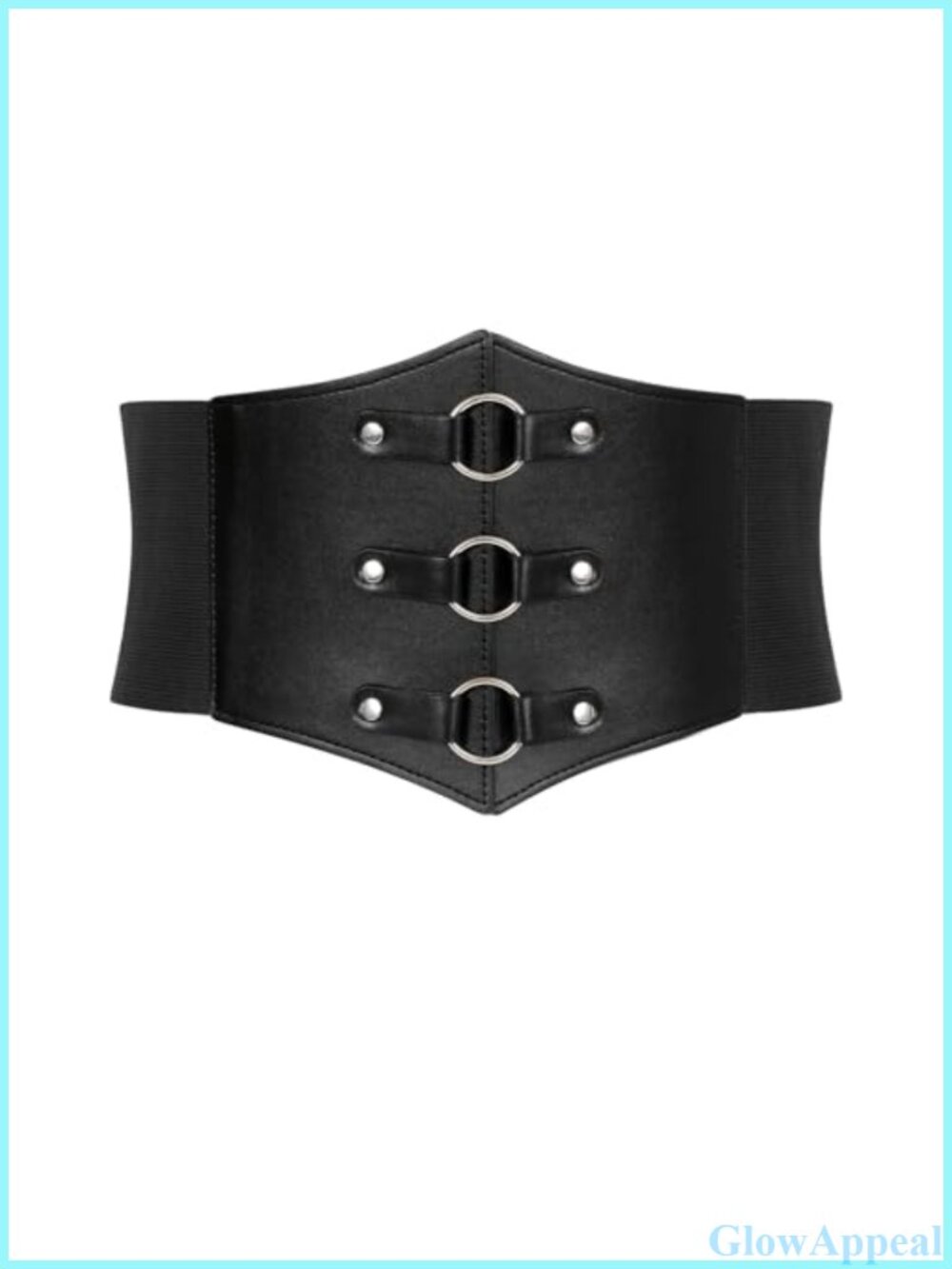 Faux Leather Lace-Up Waist Corset Belt Retro Wide Elastic Cinch for Costume